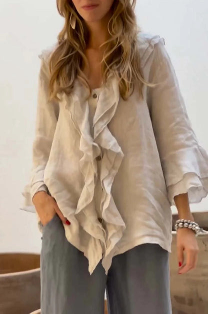 Primrose – Blusa Túnica con Volantes en el Frente