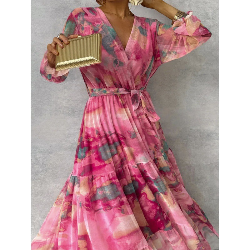 Nyla – Vestido Floral V-Cuello Elegante