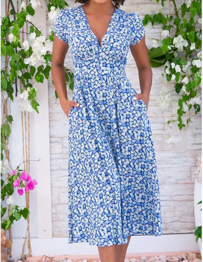 Fienna – Vestido Midi con Botones en la Parte Frontal
