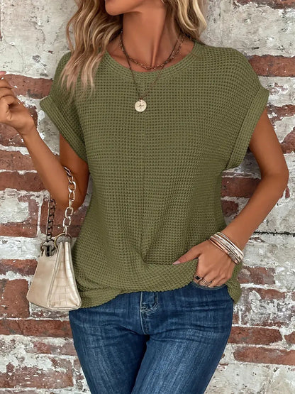 Tegan – Camiseta Casual de Tejido Waffle