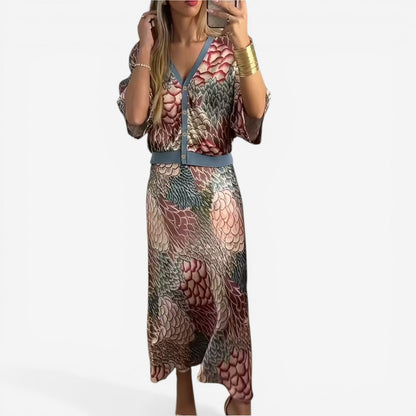 Vestido Midi Fluido con Motivos - Elegancia Atemporal