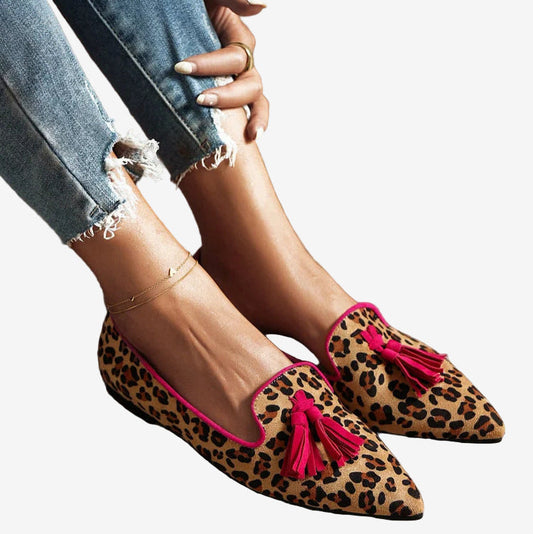 Sofia - Décolleté Leopardo con Flecos