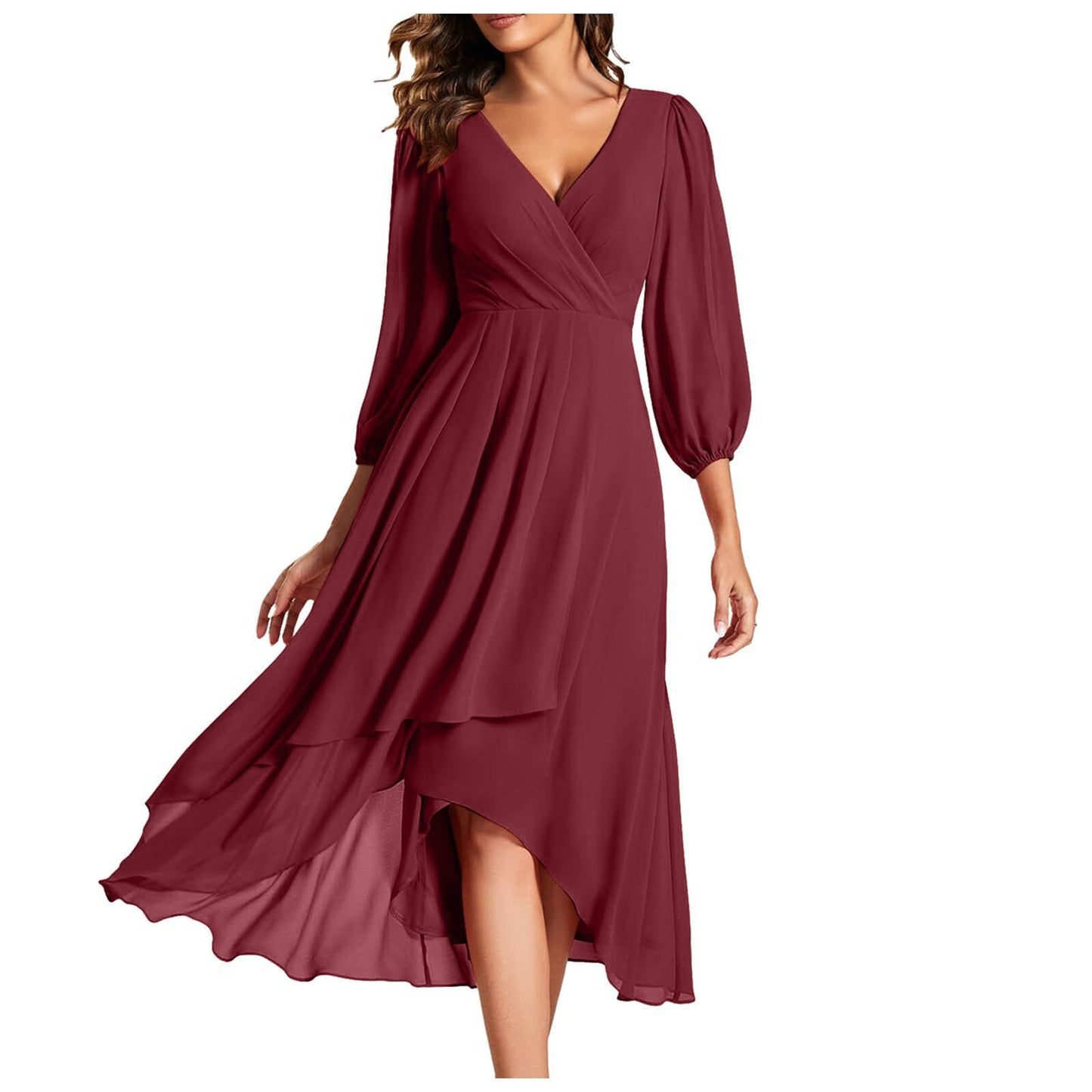 Laia - Vestido de manga larga con escote en V