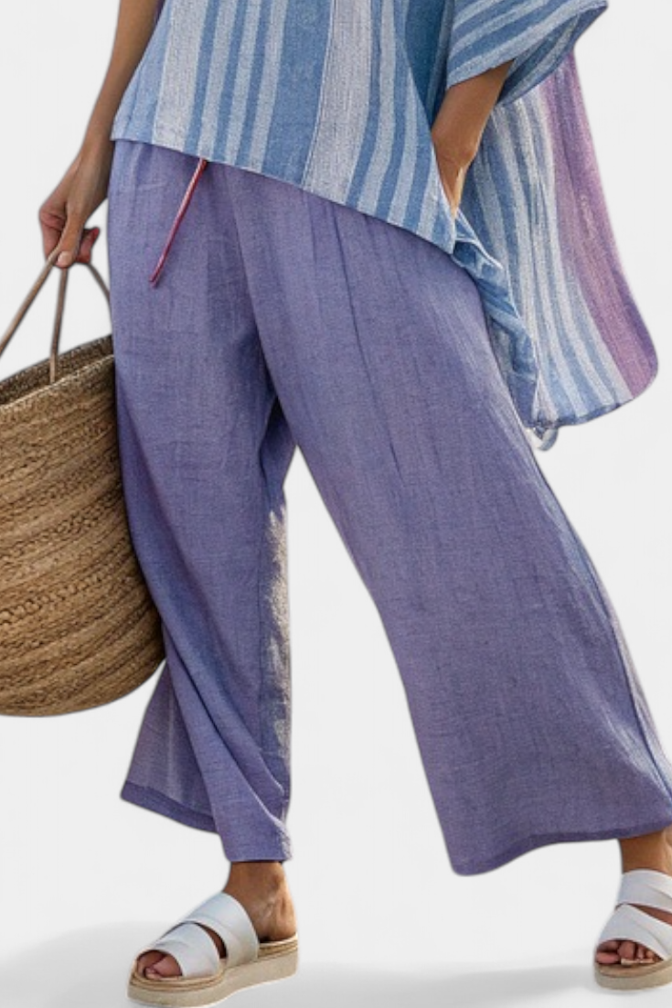 Zellora | Top Elegante de Lavanda y Azul Cielo & Pantalones de Lino