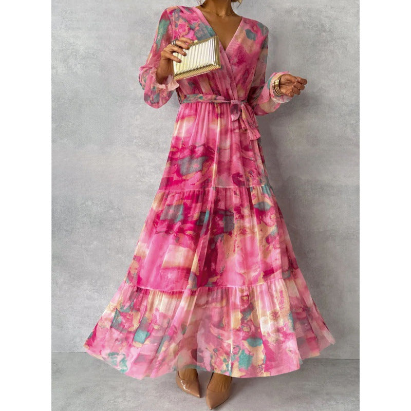 Nyla – Vestido Floral V-Cuello Elegante