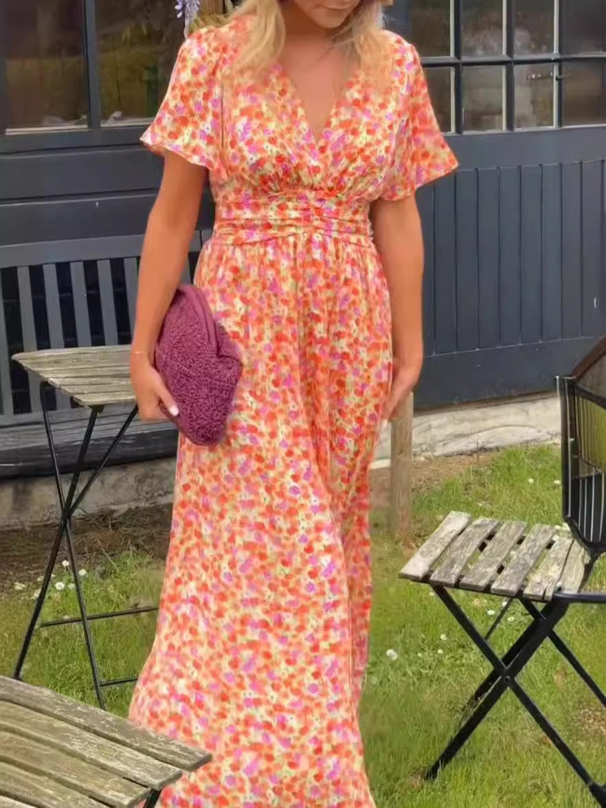 Élina – Vestido largo fluido con motivos florales