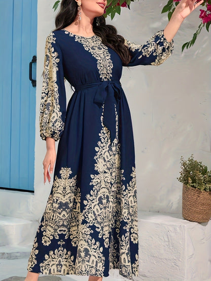 TOVE – VESTIDO LARGO DE SEDA CON ESCOTE EN V AZUL MARINO PARA MUJERES