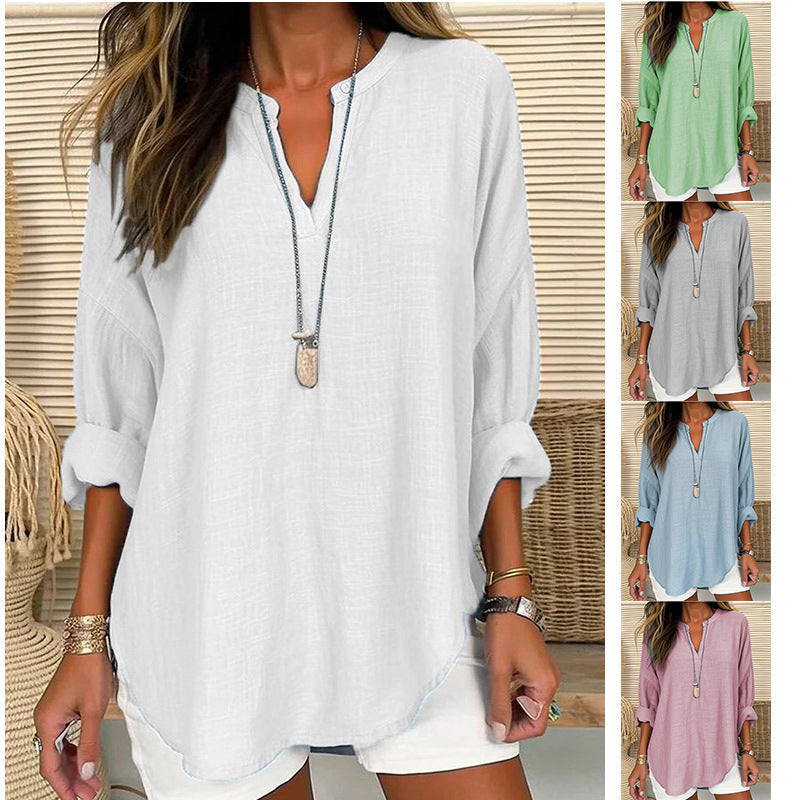 Hazel – Blusa de Cuello Notch de Corte Relajado