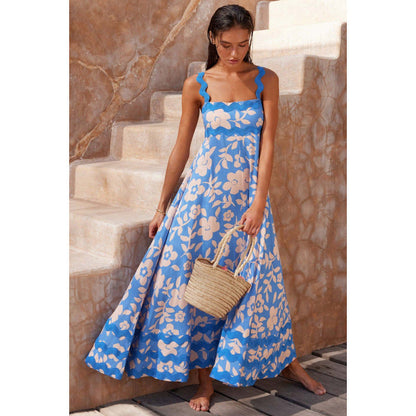 Wrenley - Vestido Maxi Boho de Cuello Desgarrado
