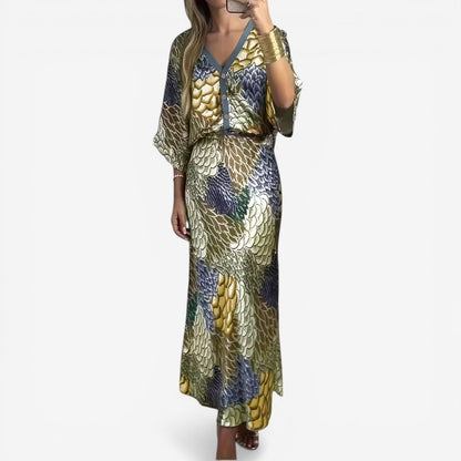 Vestido Midi Fluido con Motivos - Elegancia Atemporal