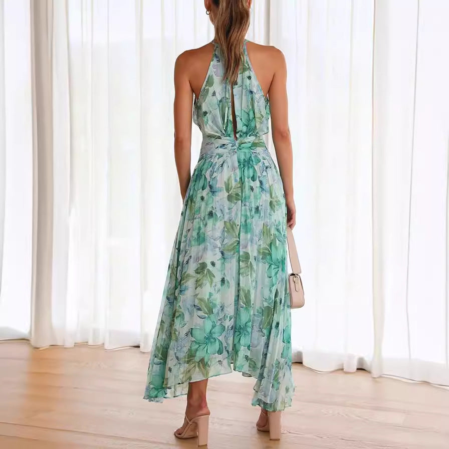 Celestine – Vestido Maxi con Escote Halter Plisado