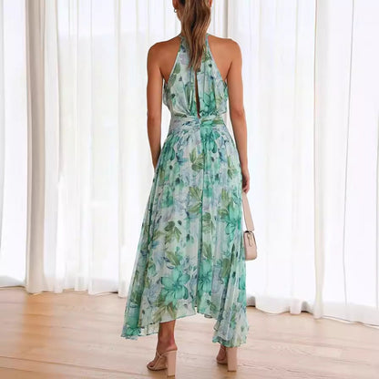 Celestine – Vestido Maxi con Escote Halter Plisado