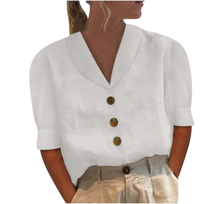 Blusa Retro-Chic con Botones y Frente Anudado