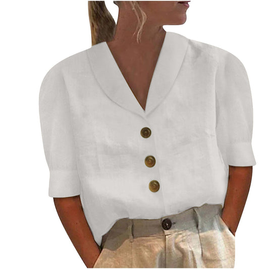 Blusa Button-Up Retro-Chic con Frontal Anudado