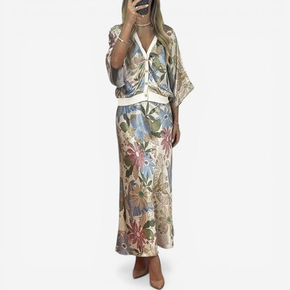 Vestido Midi Fluido con Motivos - Elegancia Atemporal