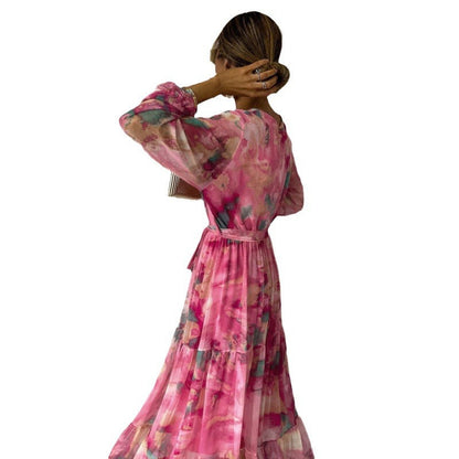 Nyla – Vestido Floral V-Cuello Elegante