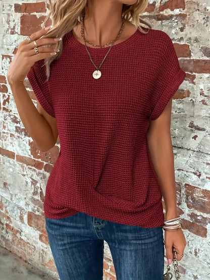 Tegan – Camiseta Casual de Tejido Waffle