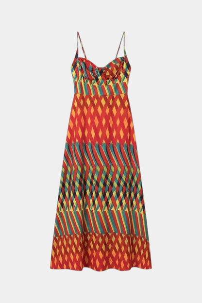 Océana Vestido Maxi Halter Abstracto
