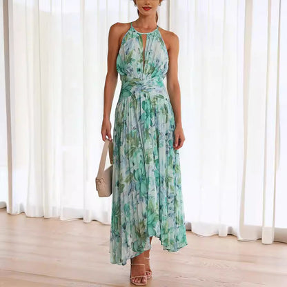 Celestine – Vestido Maxi con Escote Halter Plisado