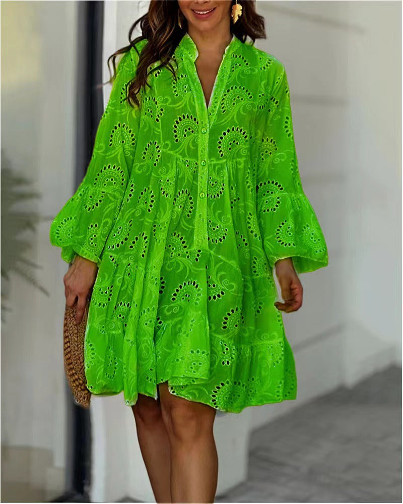 Fawna – Vestido Mini Bordado con Volantes