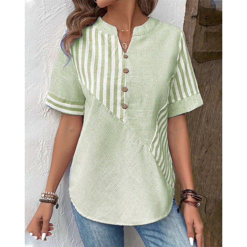 Abby – Blusa de Botones a Rayas