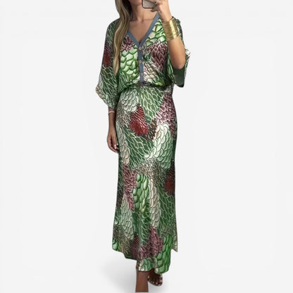 Vestido Midi Fluido con Motivos - Elegancia Atemporal