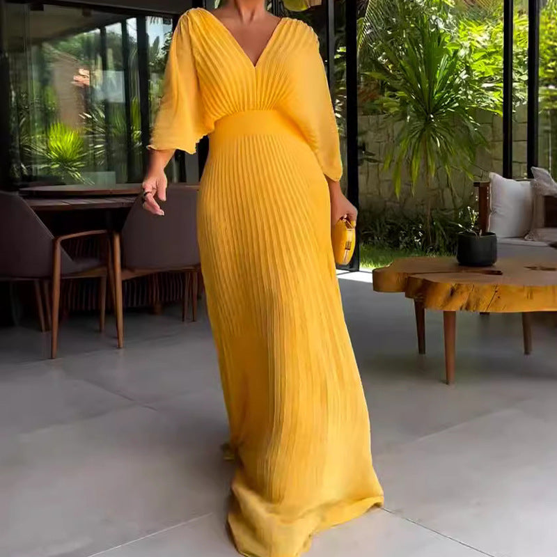 RIA™ - Vestido Maxi Acanalado Flotante