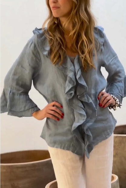 Primrose – Blusa Túnica con Volantes en el Frente