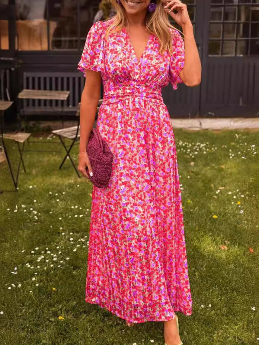 Élina – Vestido largo fluido con motivos florales