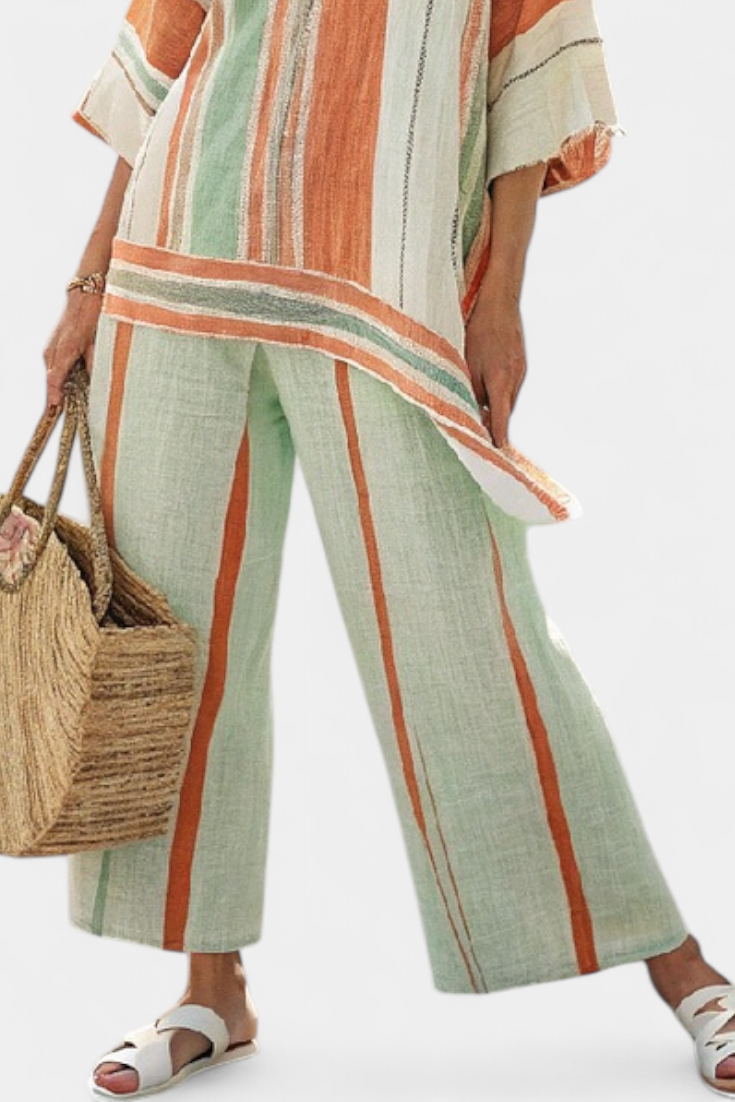 Bellmere | Top Asimétrico Elegante y Pantalones de Pierna Ancha