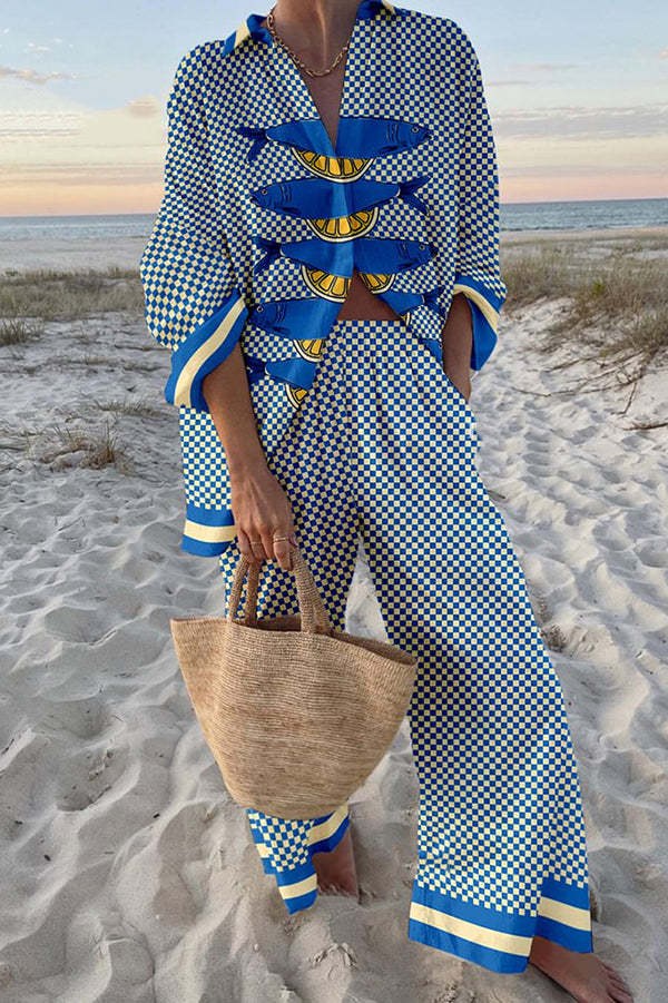 Trivela - Juego de Ropa de Cama con Estampado de Sardinas y Limón