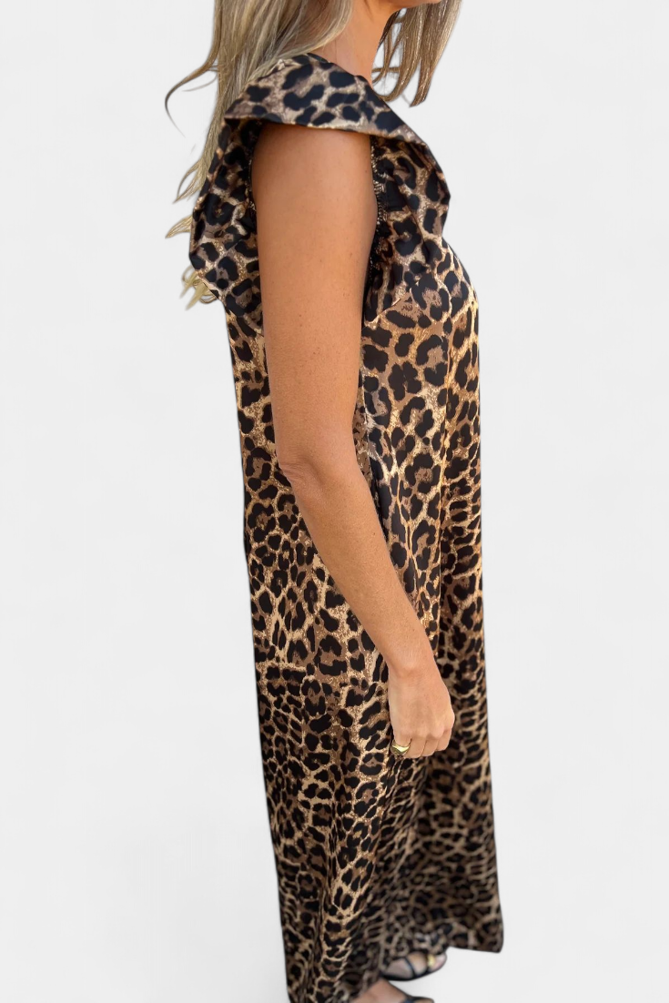 Isela Mono de Cuello en V con Estampado de Leopardo