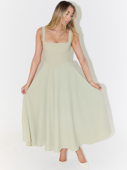 Vestido Midi Sin Mangas con Corsé para Mujeres