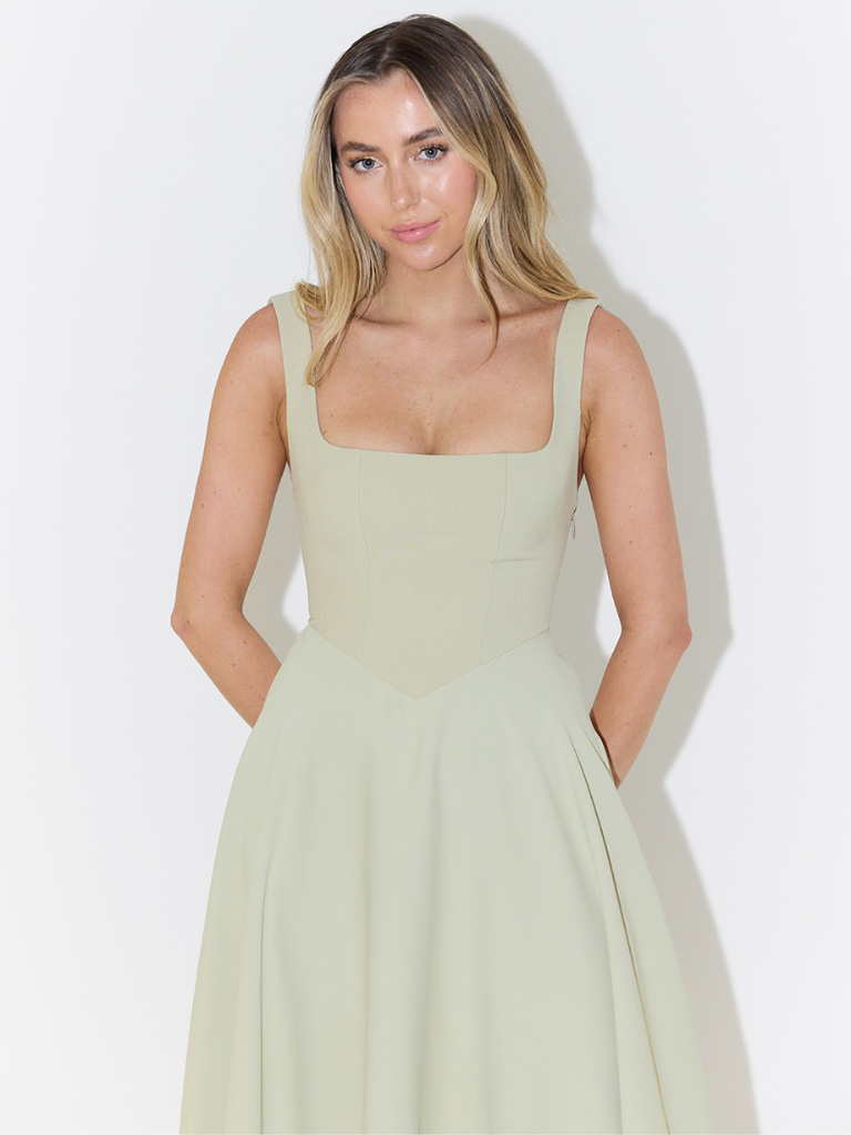 Vestido Midi Sin Mangas con Corsé para Mujeres