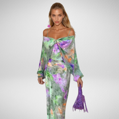 Nancy | Vestido Maxi Elegante Con Bufanda Desmontable