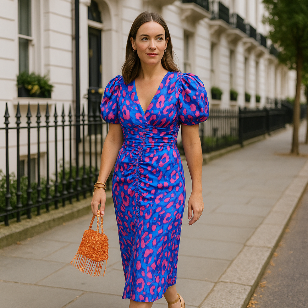 Arielle | Vestido Colorido con Mangas Plisadas