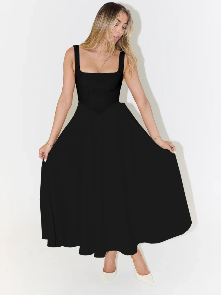 Vestido Midi Sin Mangas con Corsé para Mujeres