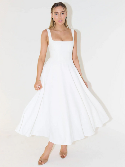 Vestido Midi Sin Mangas con Corsé para Mujeres