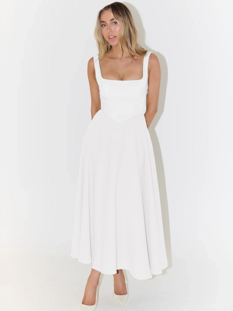 Vestido Midi Sin Mangas con Corsé para Mujeres