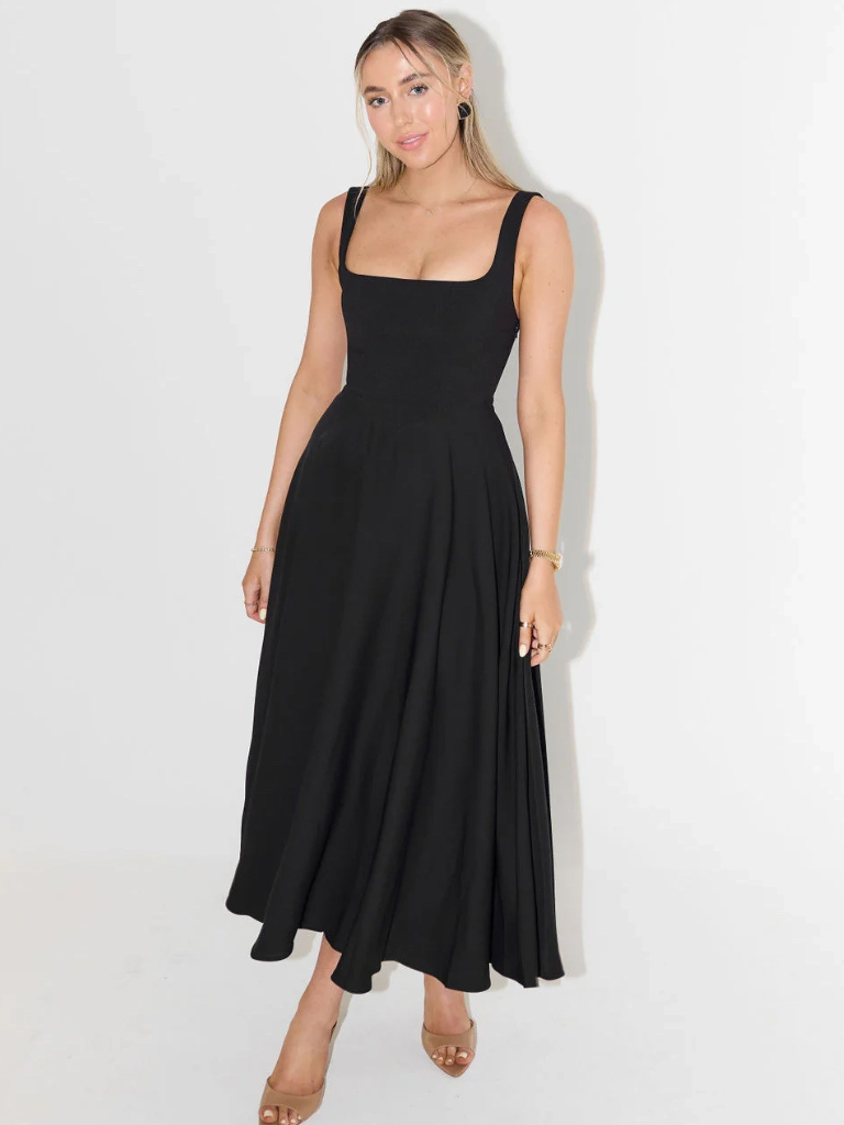 Vestido Midi Sin Mangas con Corsé para Mujeres