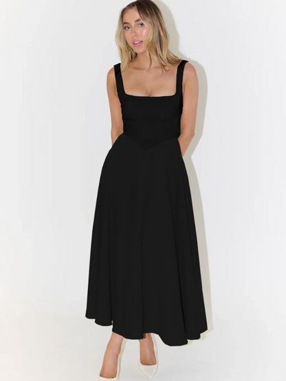 Vestido Midi Sin Mangas con Corsé para Mujeres