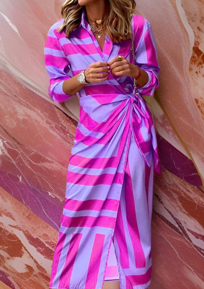 Olivia – Vestido Camisero Impreso que Define la Cintura