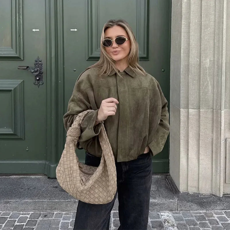 Chaqueta Diana – Bomber Oversize Verde Oliva