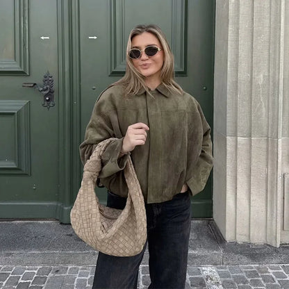 Chaqueta Diana – Bomber Oversize Verde Oliva