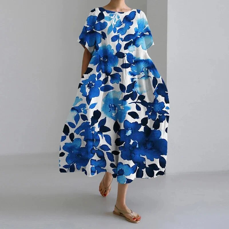 Daisy - Vestido Maxi Suelto de Gran Movimiento Retro