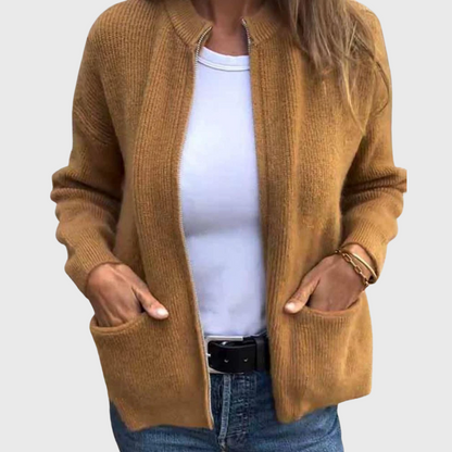 Cárdigan de otoño con cremallera