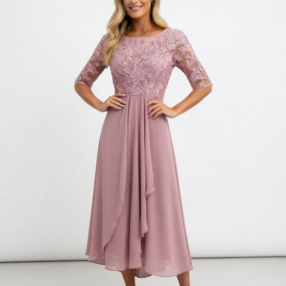 Vestido midi de encaje - Elegancia atemporal para mujer