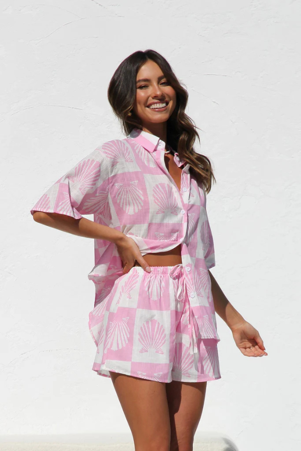 AVANYA – CONJUNTO DE CAMISA Y PANTALONES CORTOS DE VERANO TENDENCIA