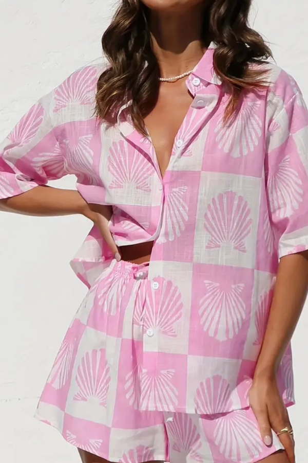 AVANYA – CONJUNTO DE CAMISA Y PANTALONES CORTOS DE VERANO TENDENCIA