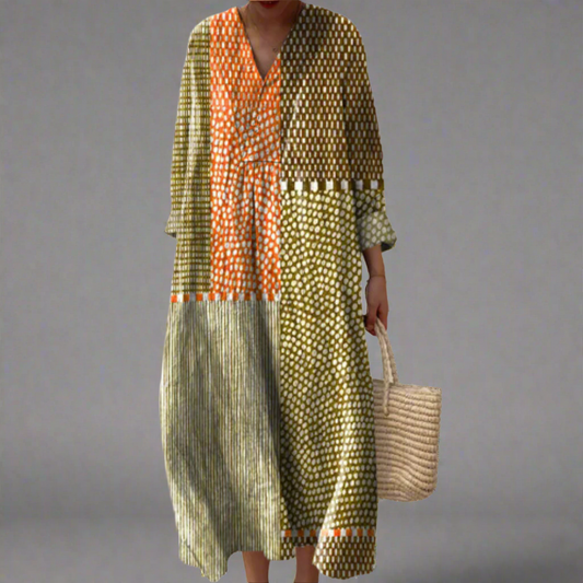 NORA – VESTIDO MAXI DE POESÍA PARCHADA